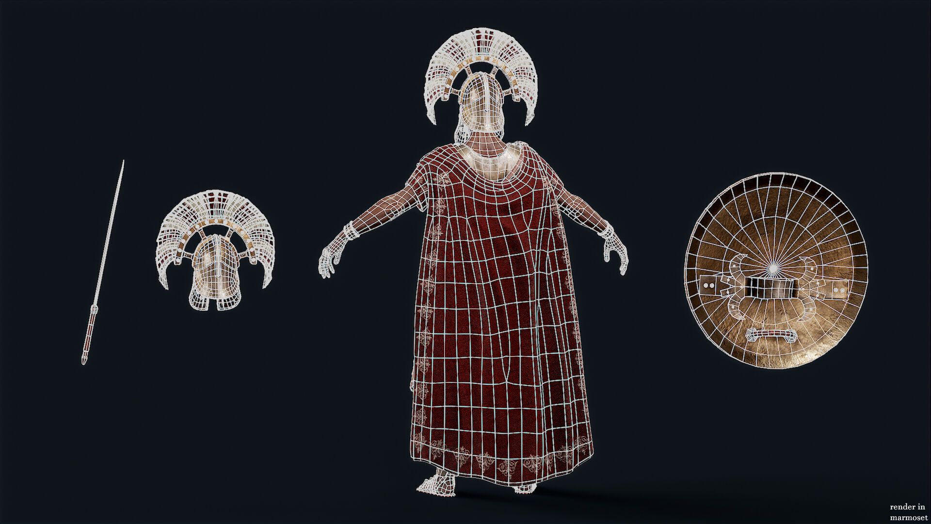 Spartan Royal Guard D Low-poly 3D model_10