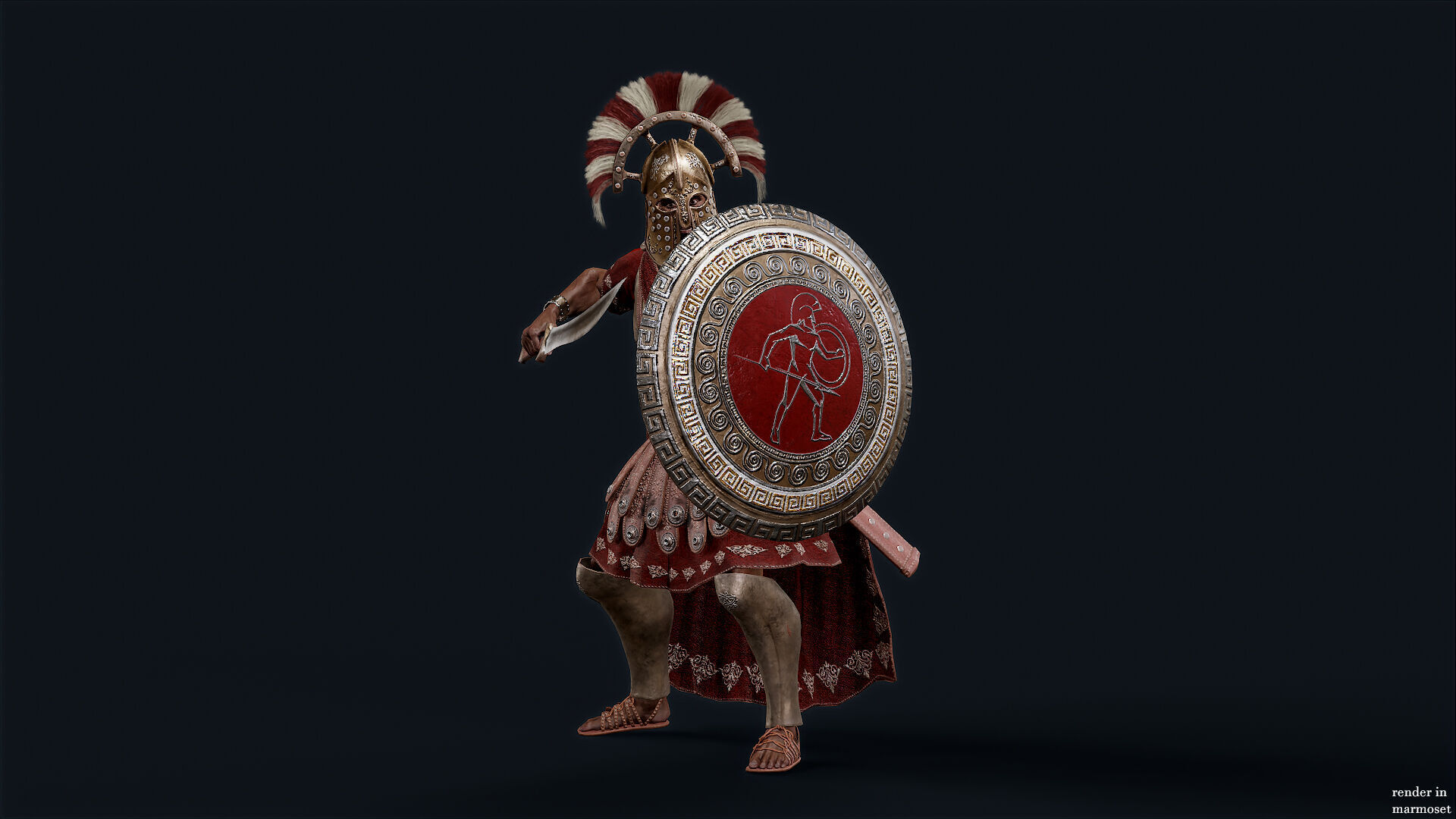 Spartan Royal Guard D Low-poly 3D model_5