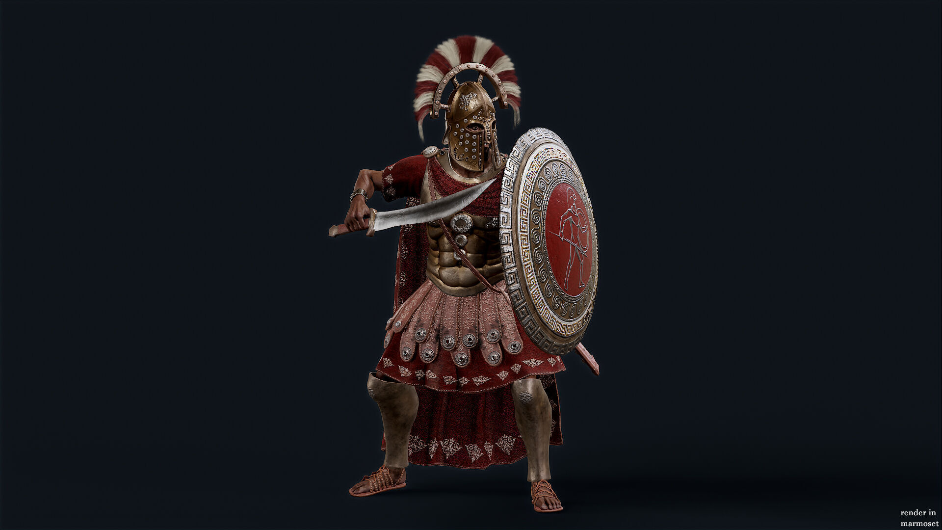 Spartan Royal Guard D Low-poly 3D model_4