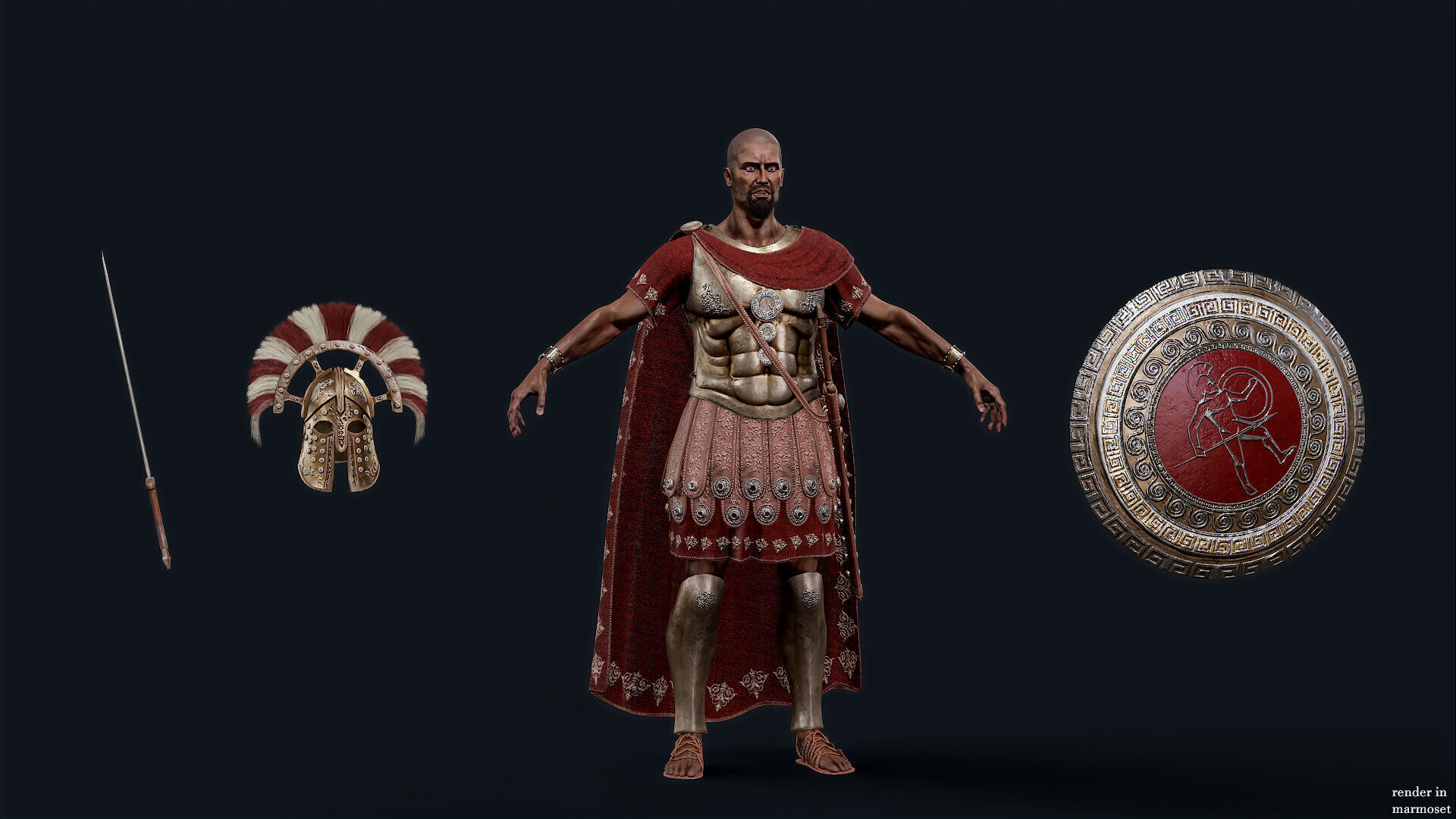 Spartan Royal Guard D Low-poly 3D model_6