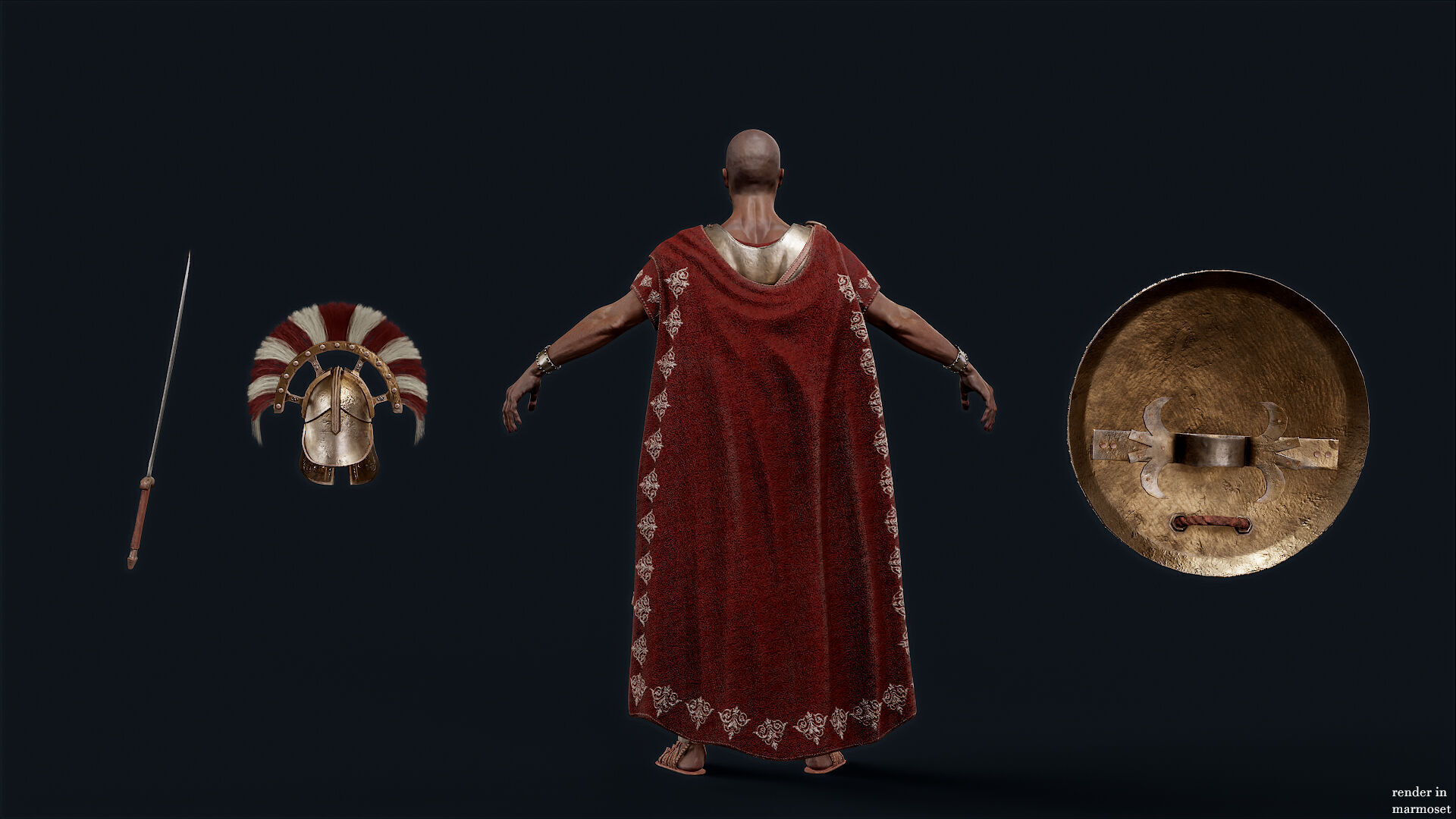 Spartan Royal Guard D Low-poly 3D model_8