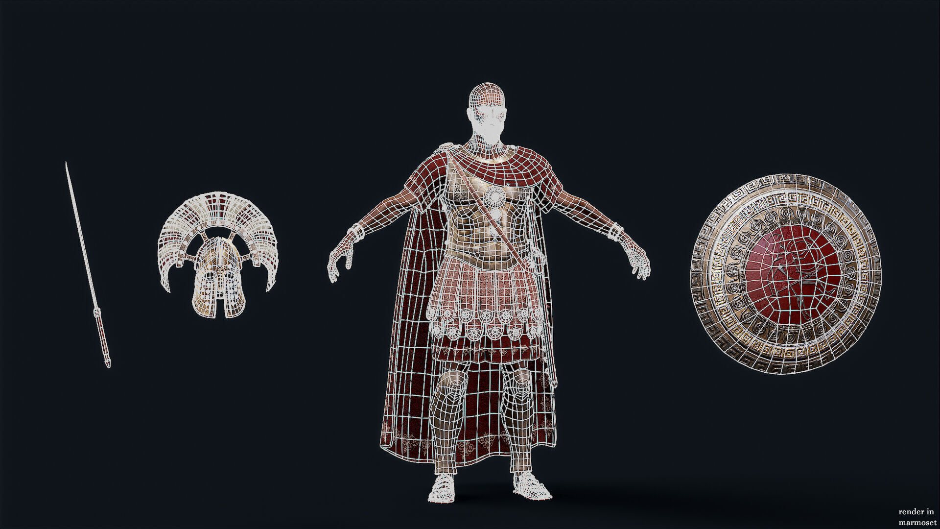 Spartan Royal Guard D Low-poly 3D model_11