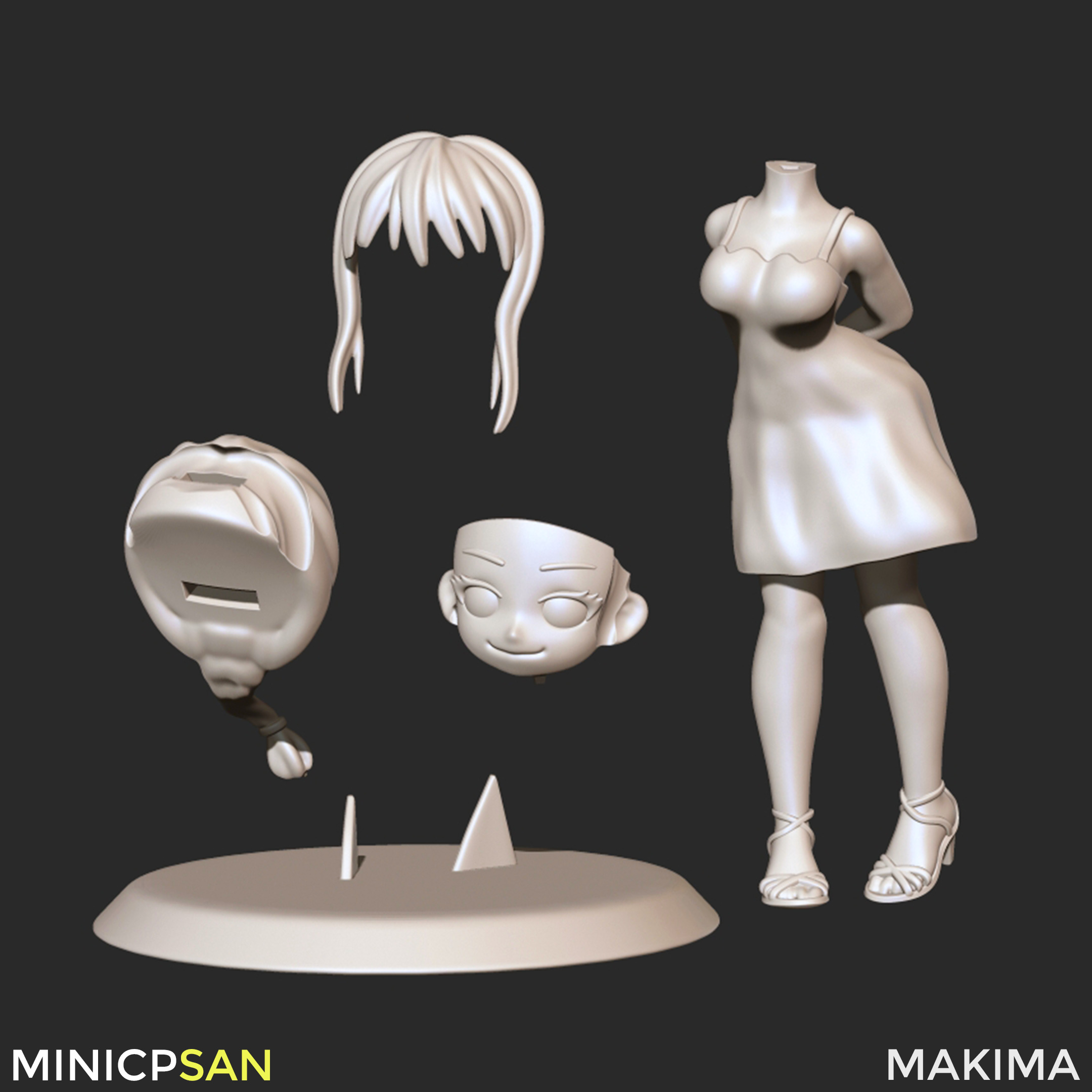 Makima - Cute Pure White Dress - Chainsaw Man 3D print model_12