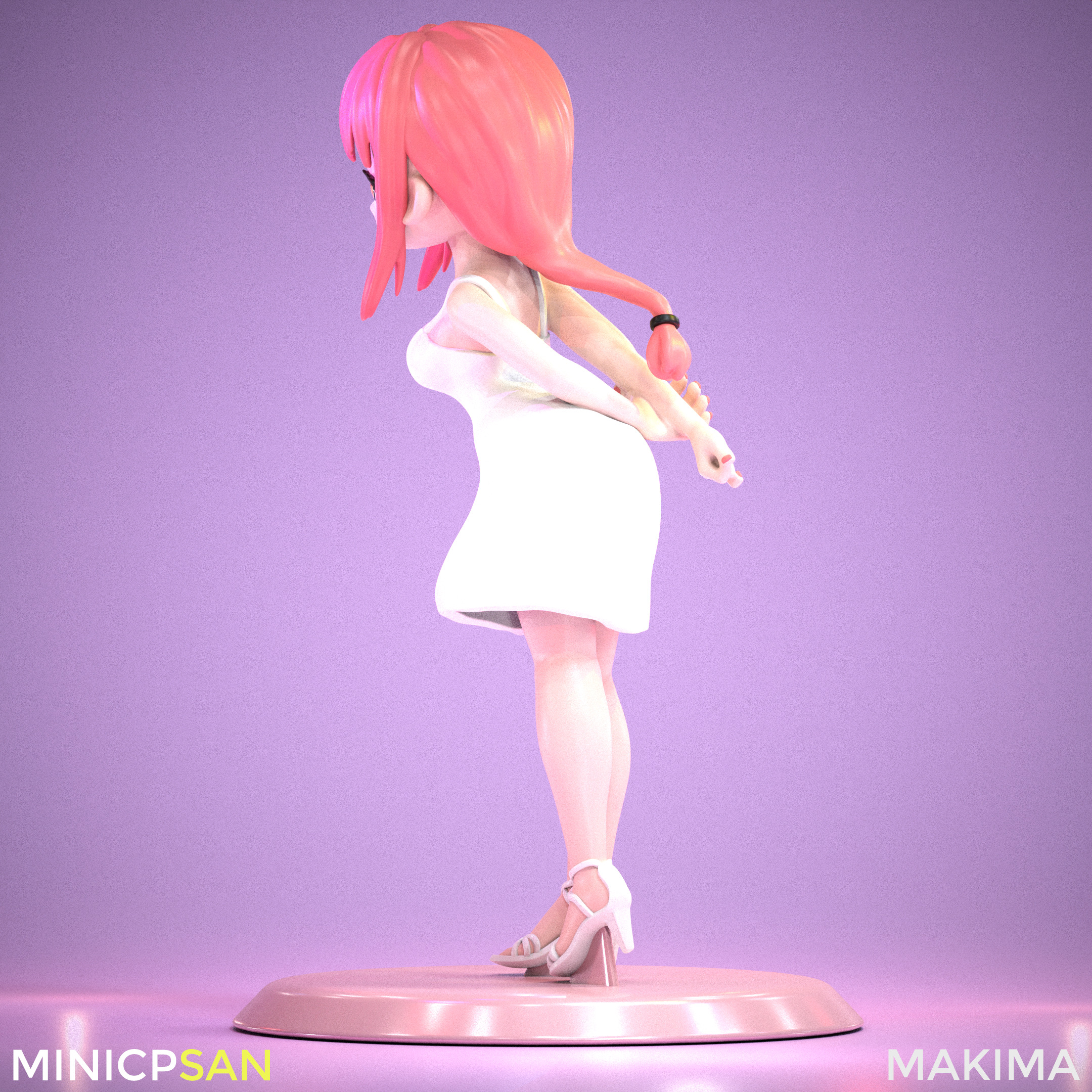 Makima - Cute Pure White Dress - Chainsaw Man 3D print model_3