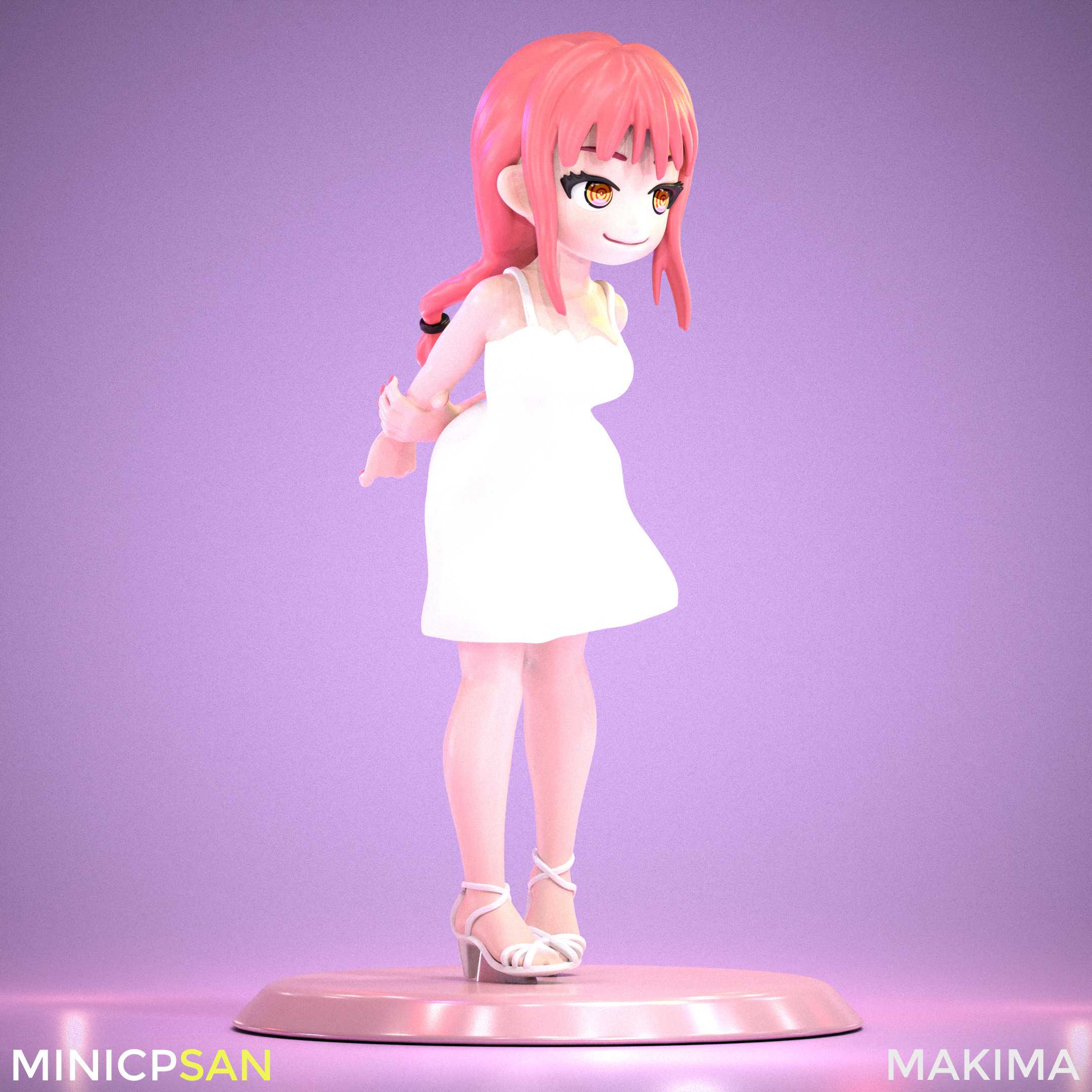 Makima - Cute Pure White Dress - Chainsaw Man 3D print model_7