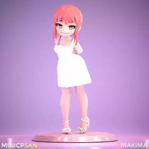 Makima - Cute Pure White Dress - Chainsaw Man 3D print model Makima - Cute Pure White Dress - Chainsaw Man 3D print model