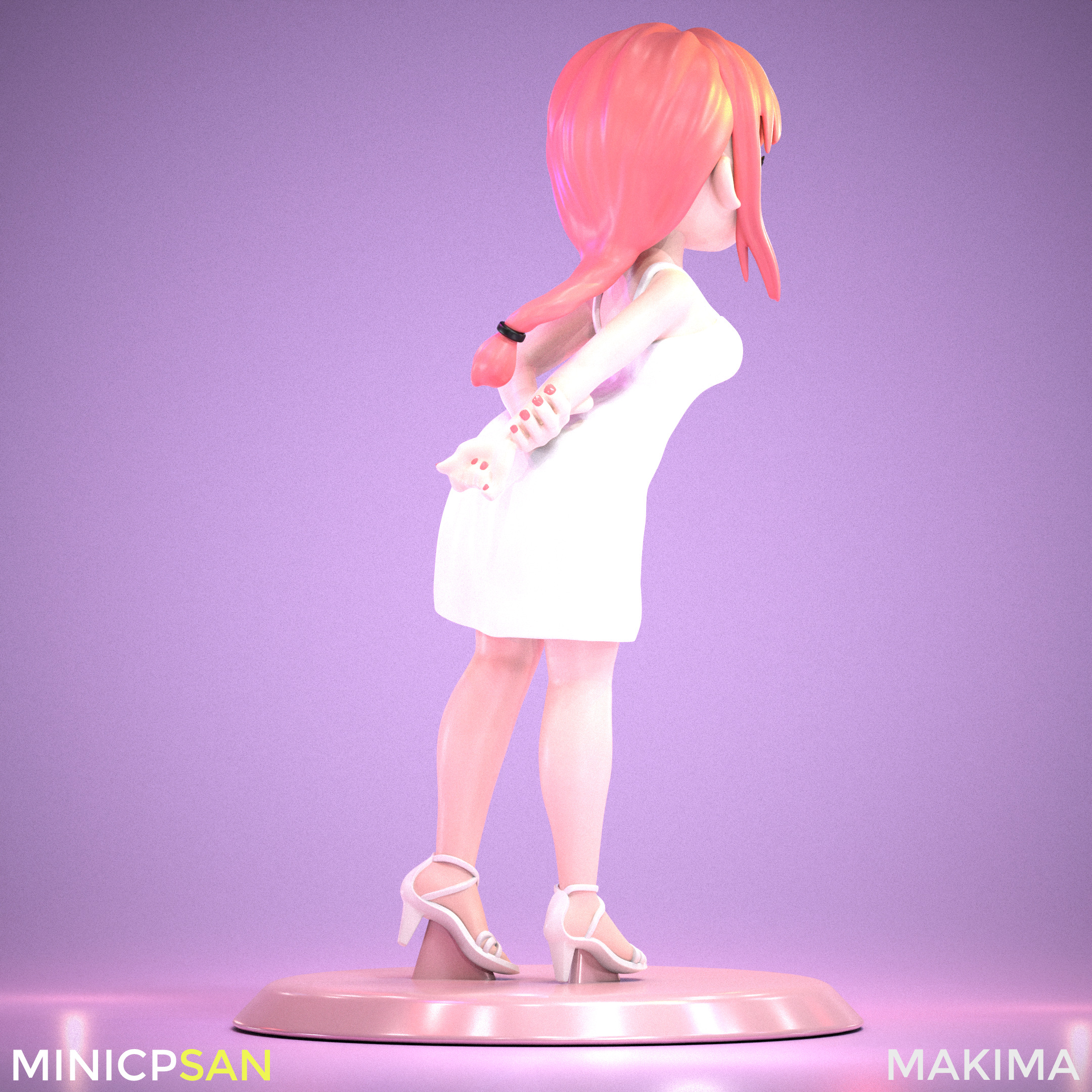 Makima - Cute Pure White Dress - Chainsaw Man 3D print model_5
