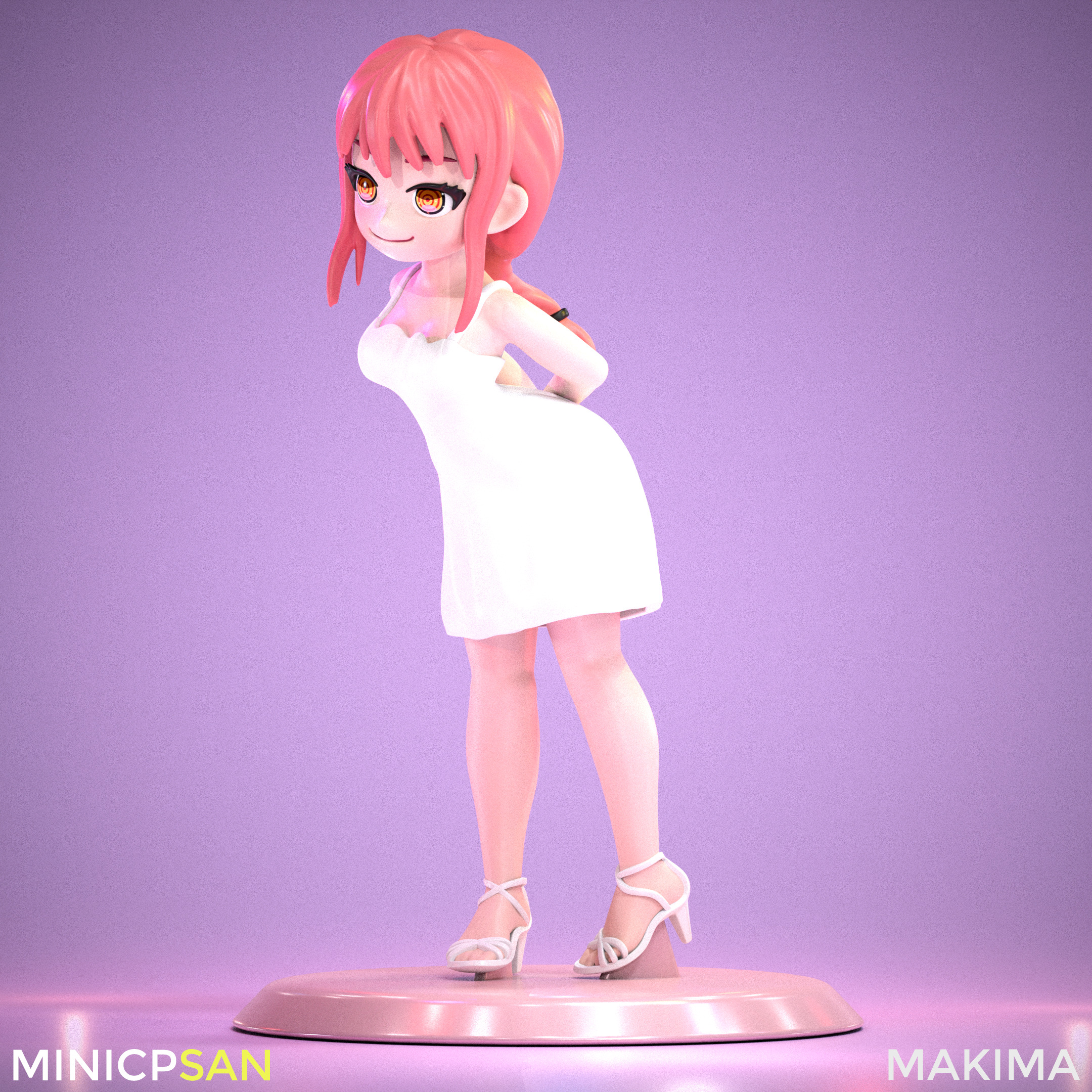 Makima - Cute Pure White Dress - Chainsaw Man 3D print model_1