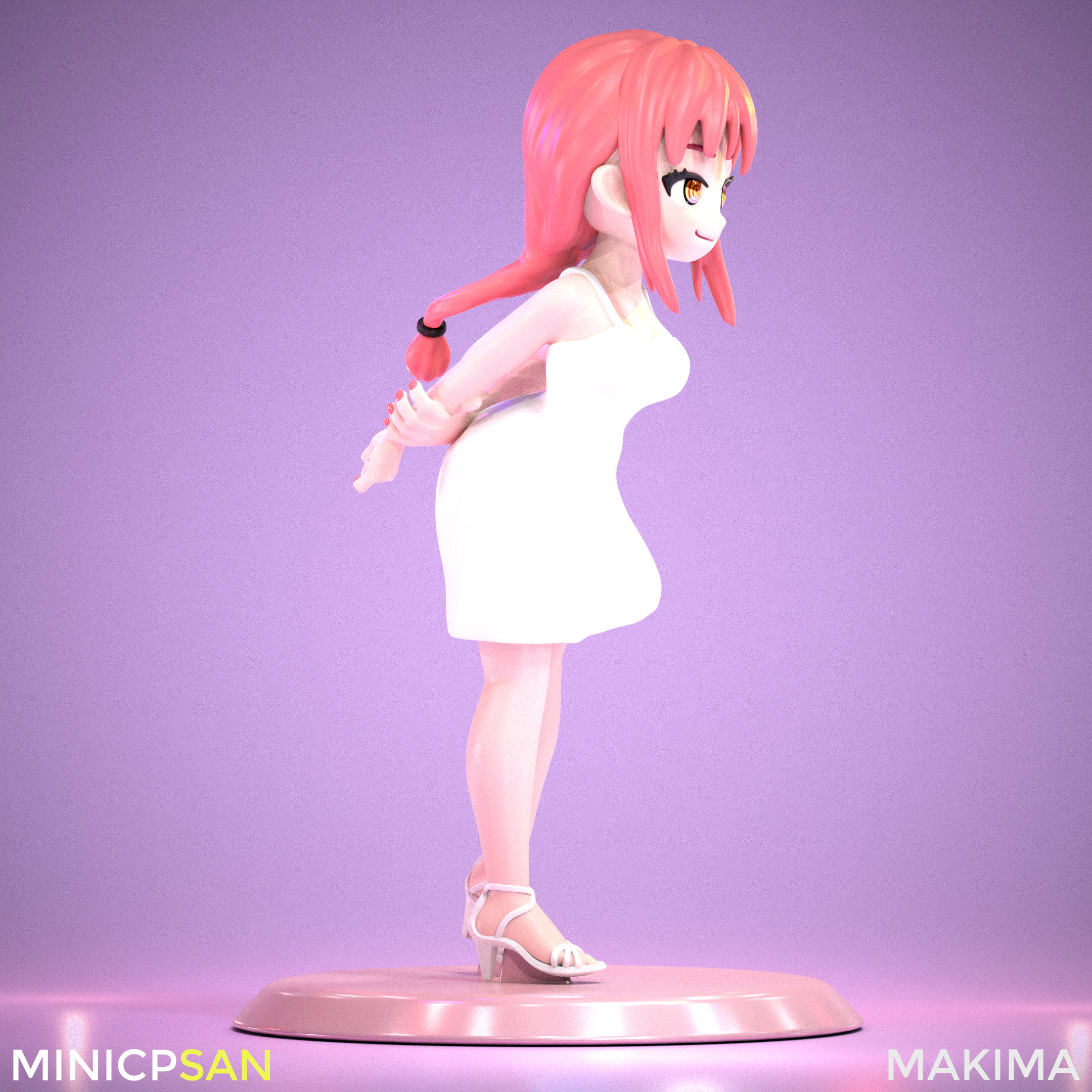 Makima - Cute Pure White Dress - Chainsaw Man 3D print model_6