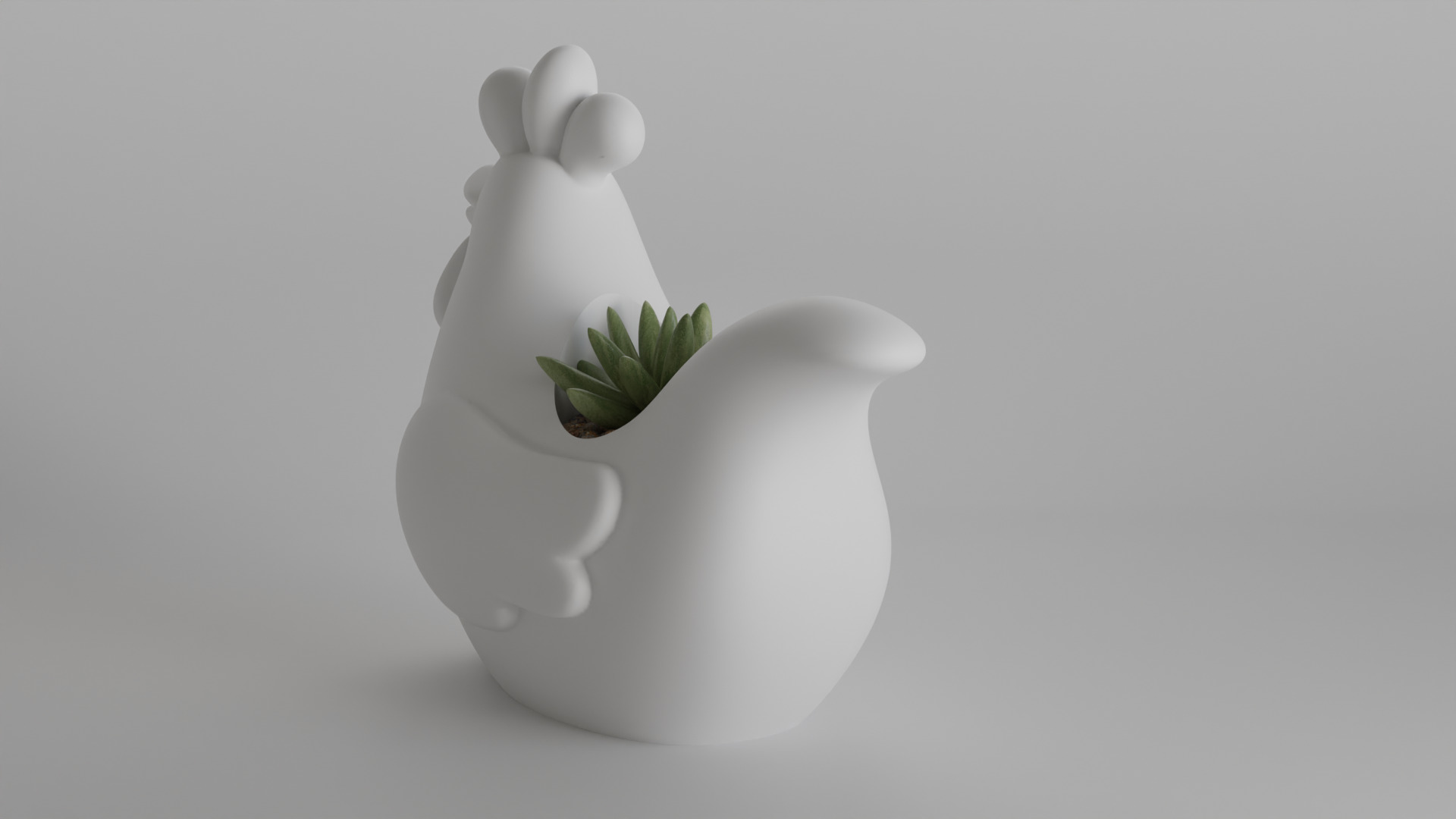 Cute Minimalist Chicken Planter 3D print model_6