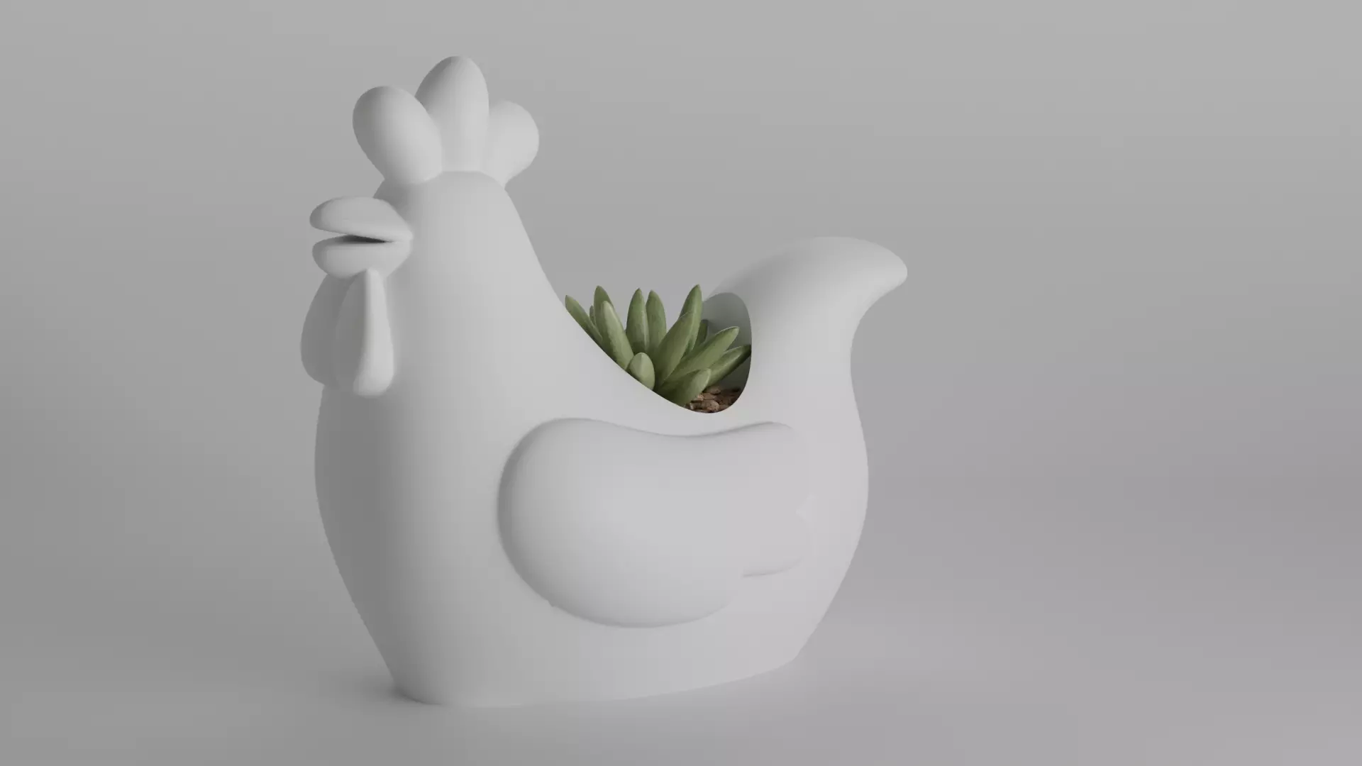 Cute Minimalist Chicken Planter 3D print model_0
