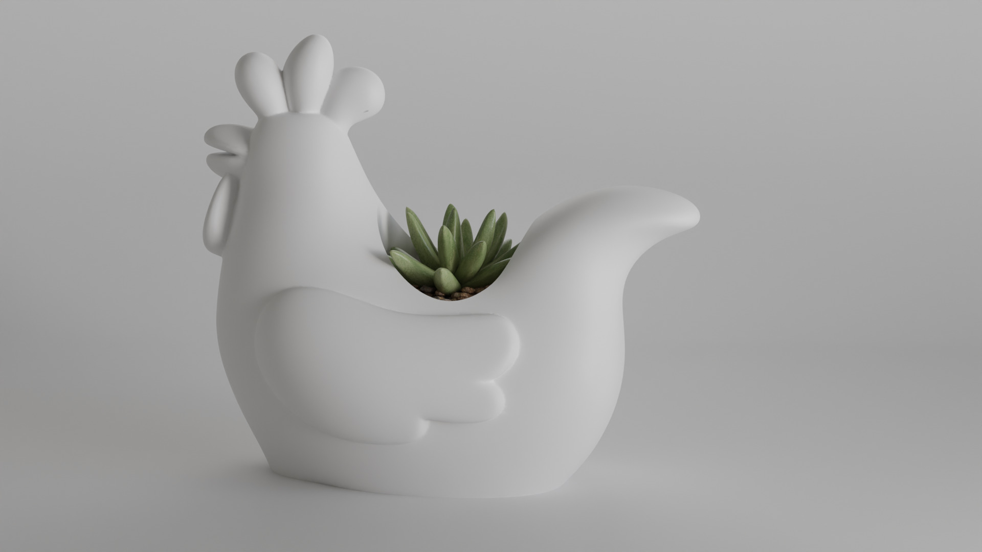 Cute Minimalist Chicken Planter 3D print model_7