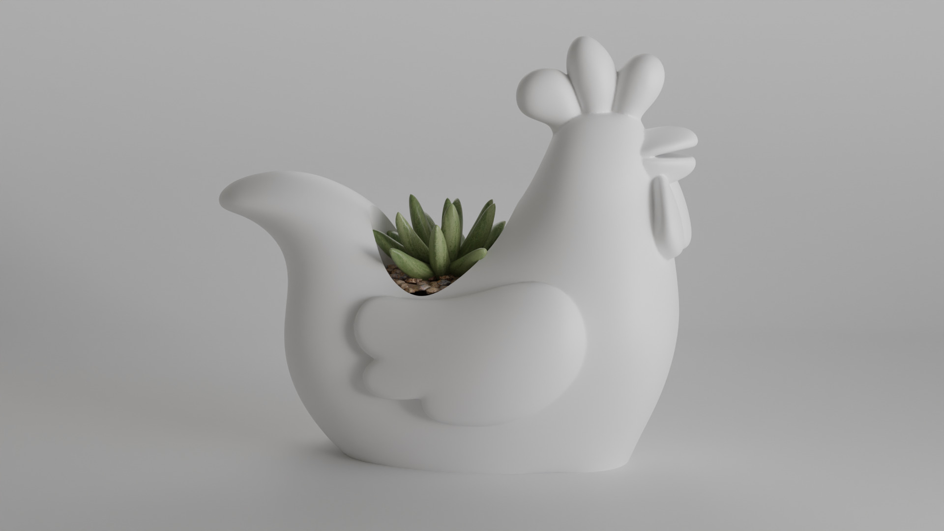 Cute Minimalist Chicken Planter 3D print model_3