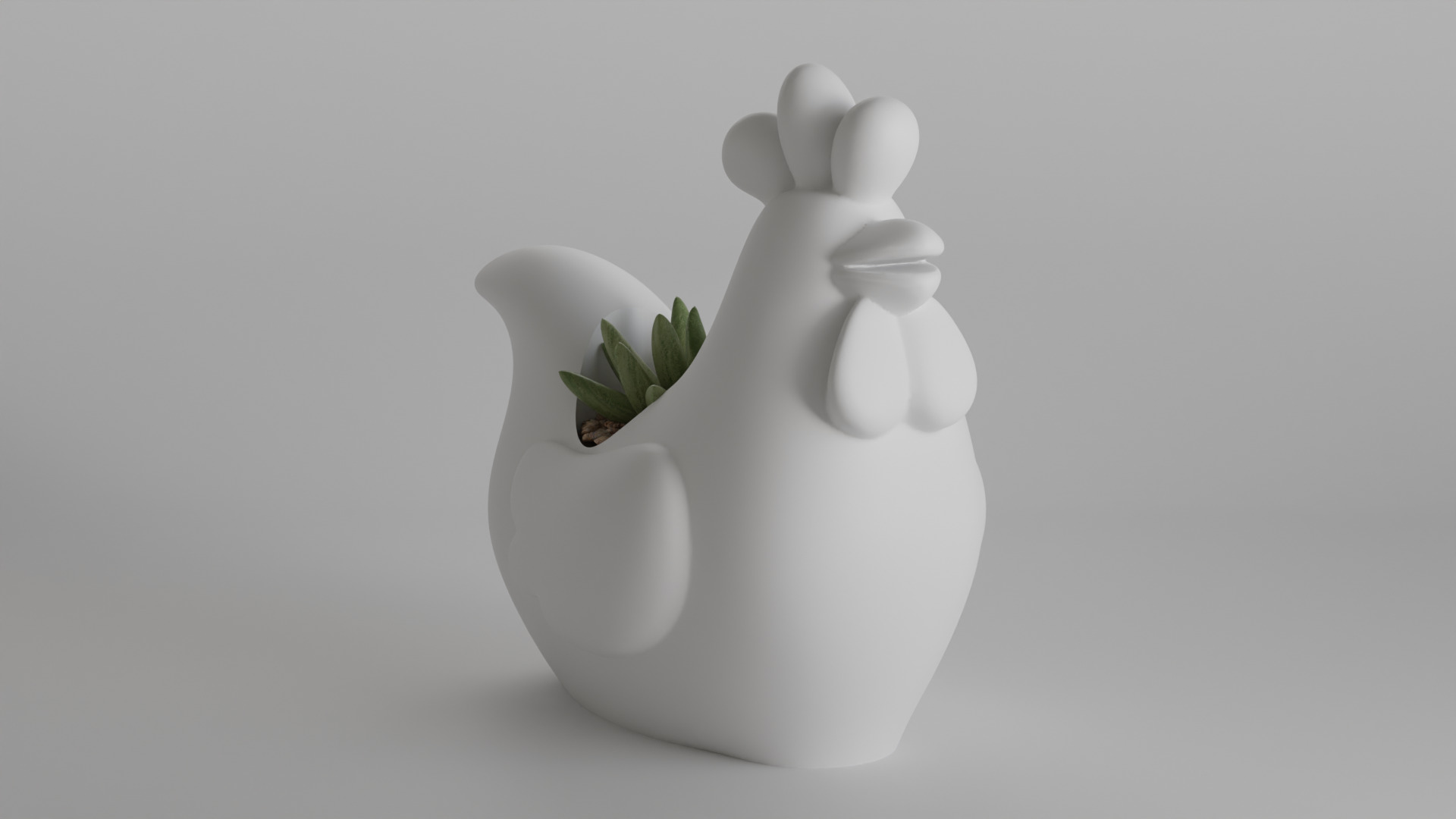 Cute Minimalist Chicken Planter 3D print model_2