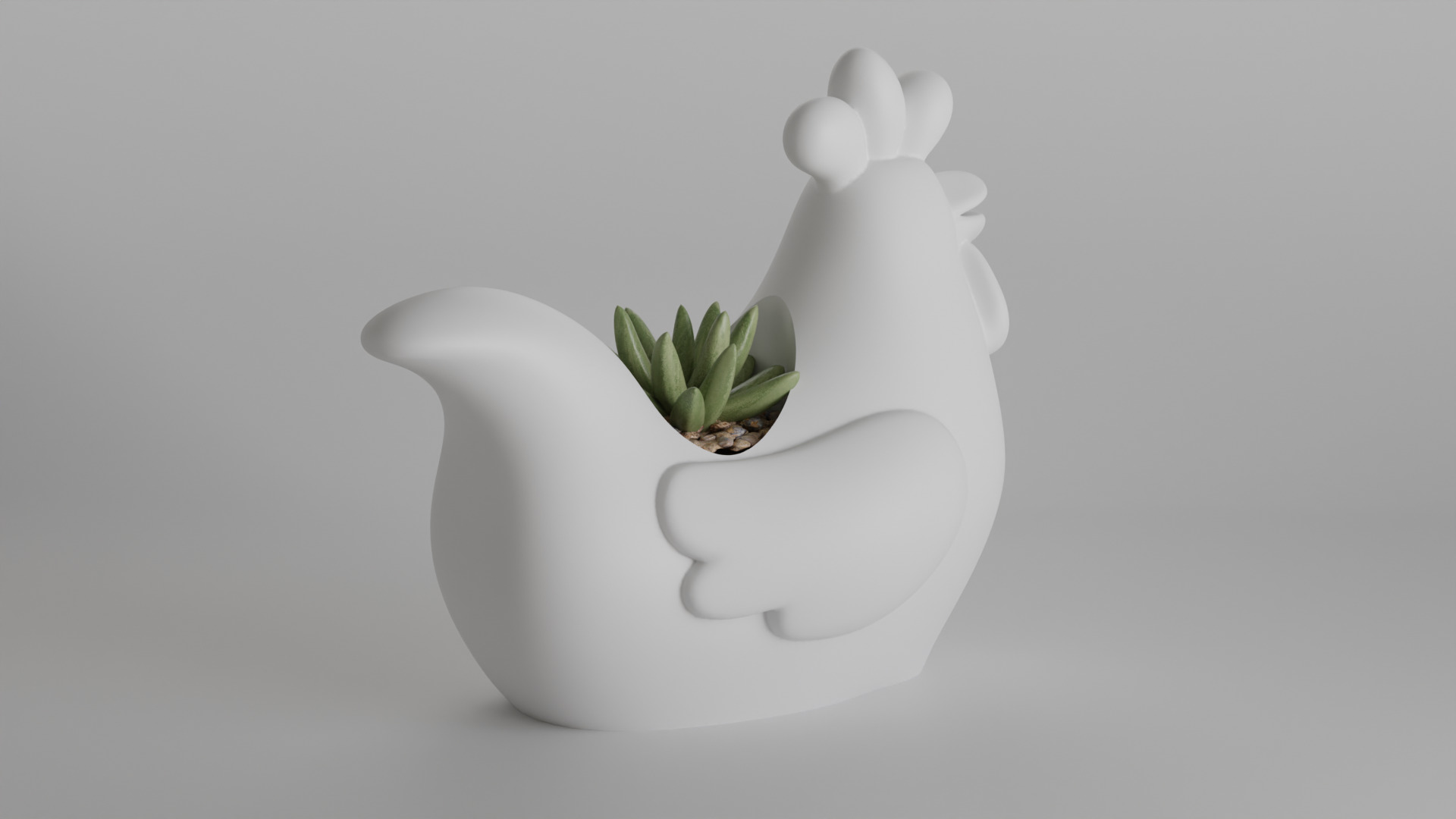 Cute Minimalist Chicken Planter 3D print model_4