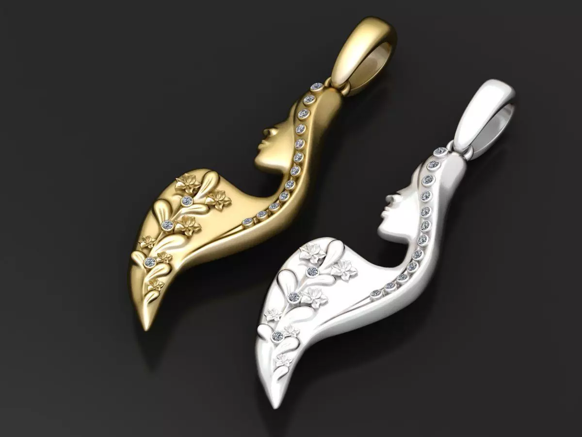 woman profile pendant 3D print model