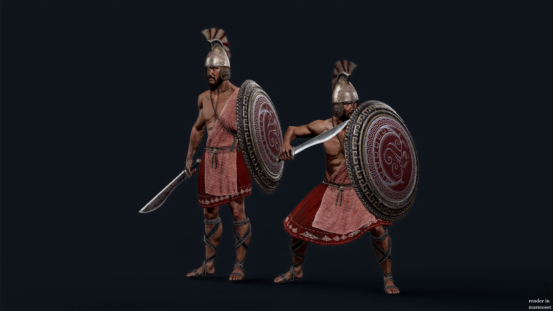 Spartan ilote warrior D Low-poly 3D model_3