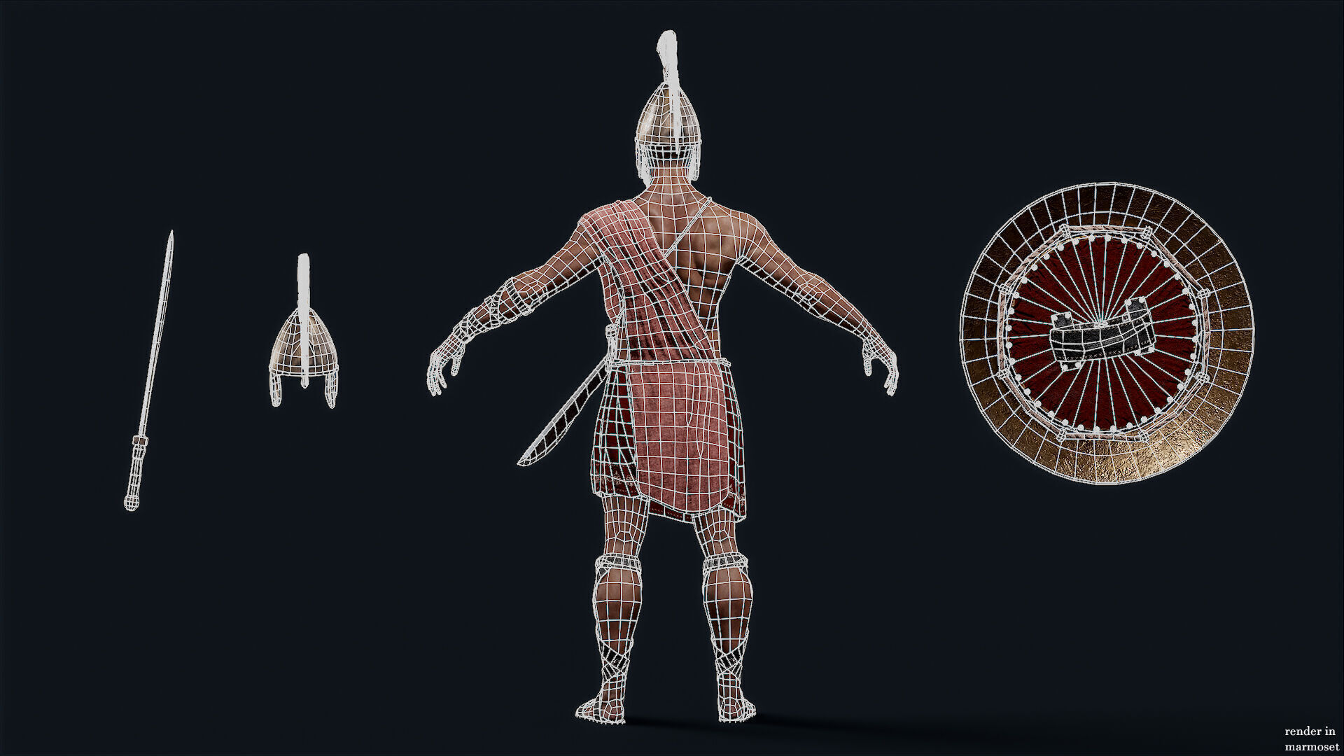 Spartan ilote warrior D Low-poly 3D model_9