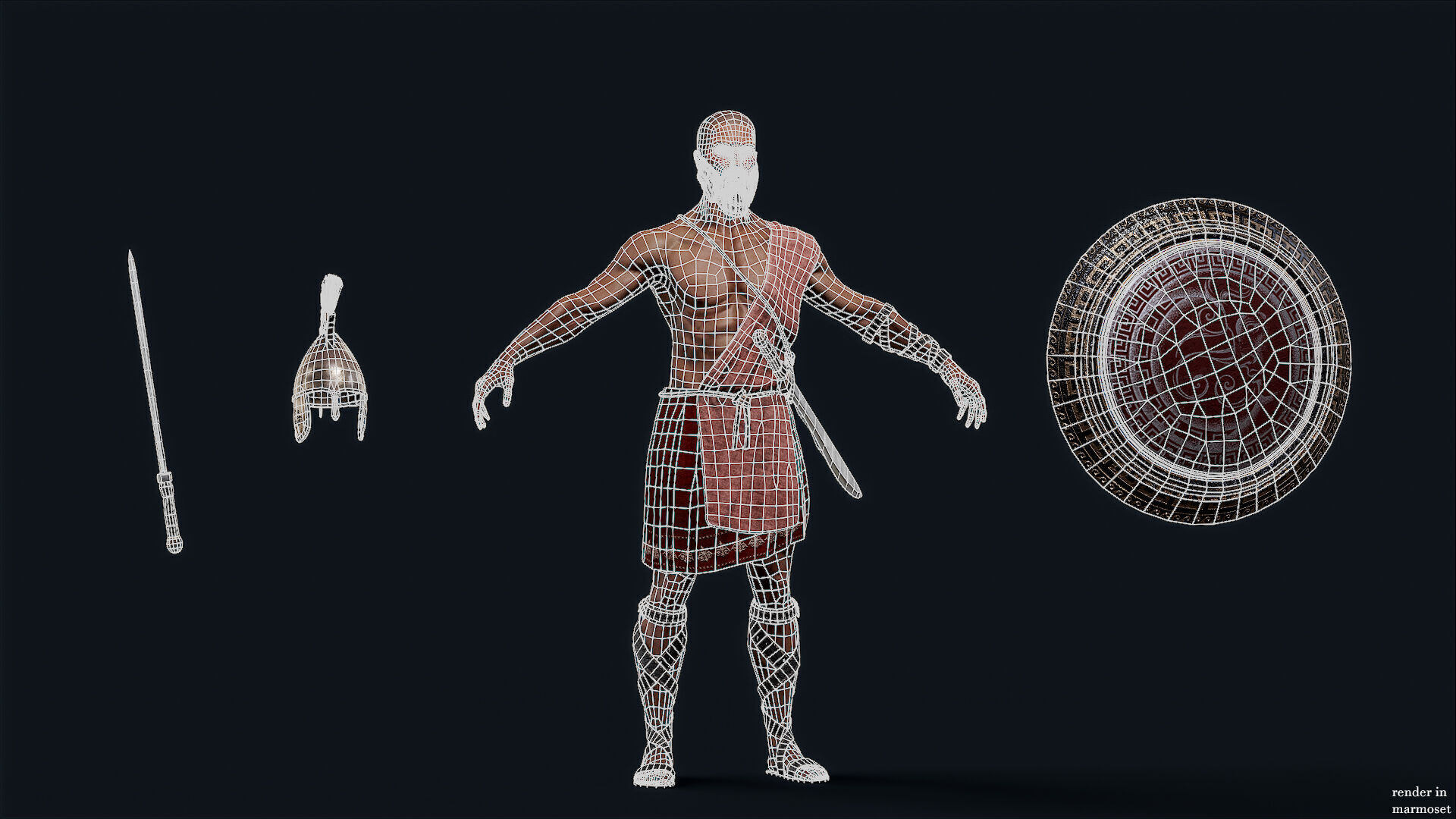 Spartan ilote warrior D Low-poly 3D model_10