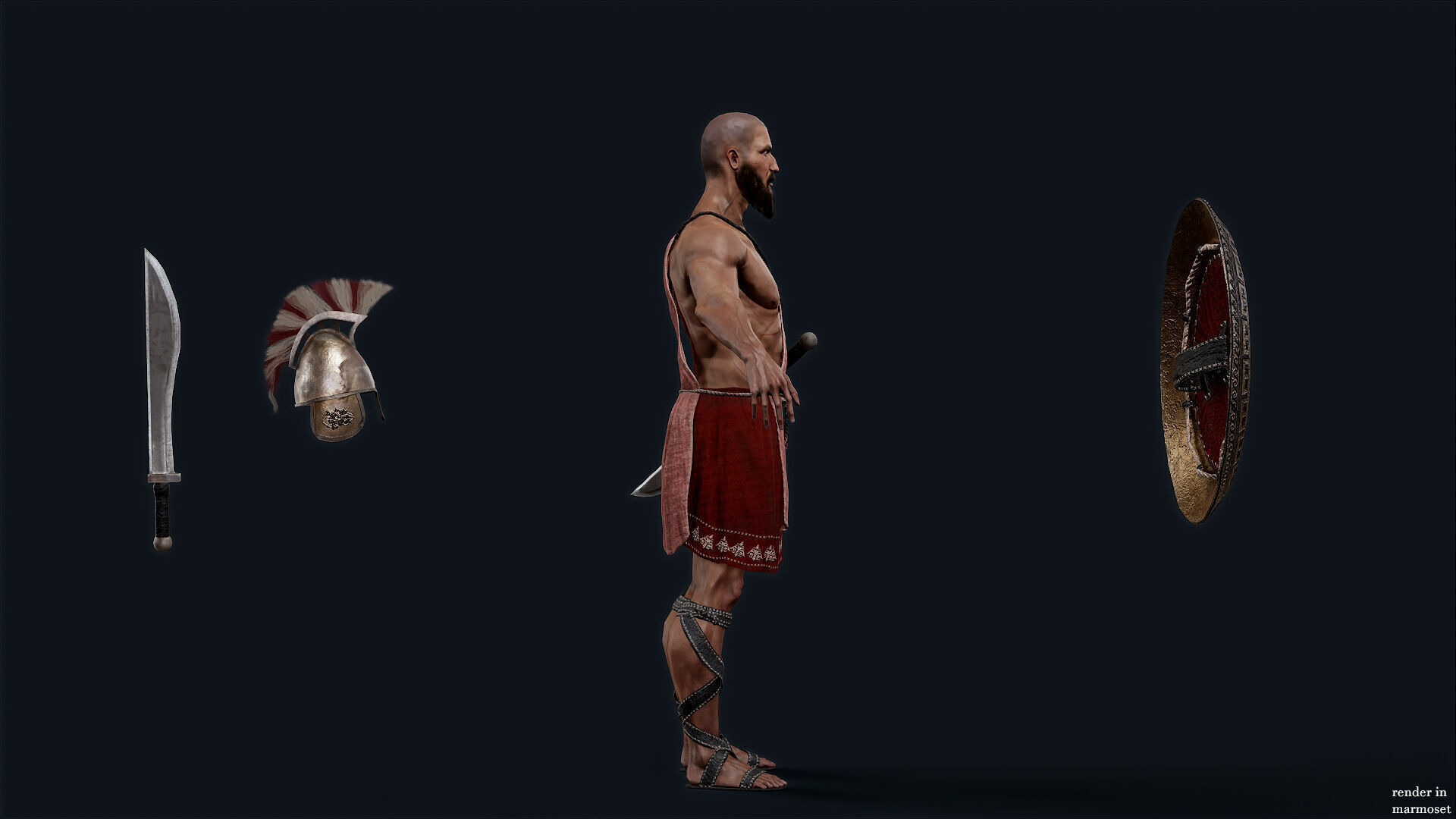 Spartan ilote warrior D Low-poly 3D model_6