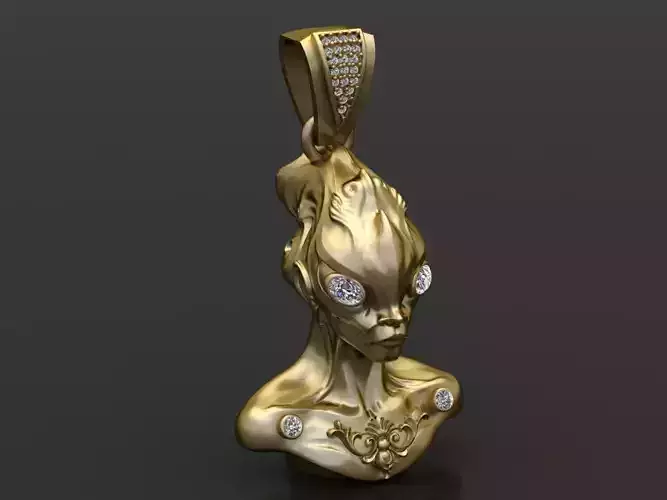 alien bust pendant