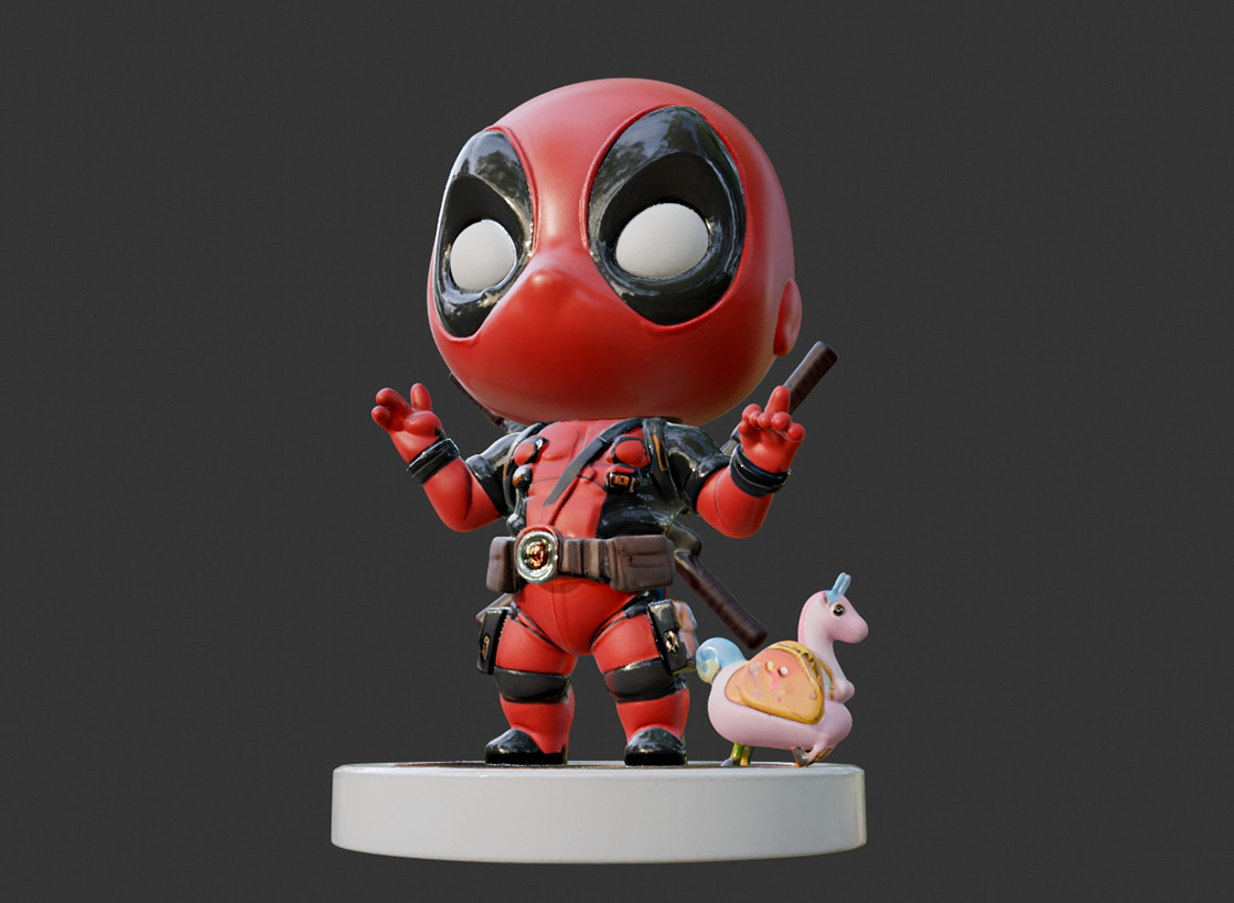 Ultra Chibi Deadpool with STL File 3D model 3D printable | CGTrader, image size:1119x819