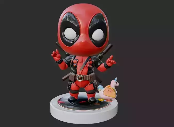 Ultra Chibi Deadpool with STL File 3D print model