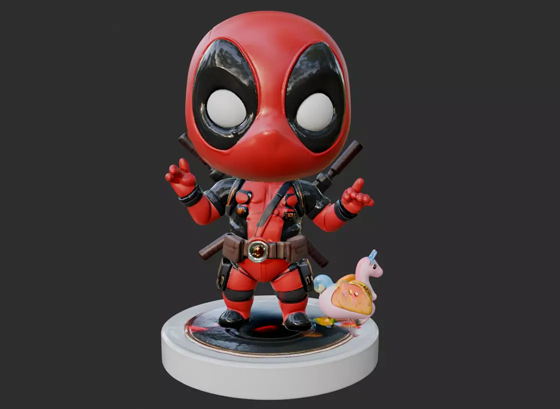 Ultra Chibi Deadpool with STL File 3D model 3D printable | CGTrader, image size:1119x819