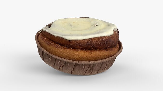 Cinnamon Roll cake with Cream in Paper Cup - Scan Low-poly 3D model 2