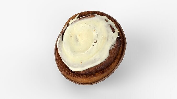 Cinnamon Roll cake with Cream in Paper Cup - Scan Low-poly 3D model 7
