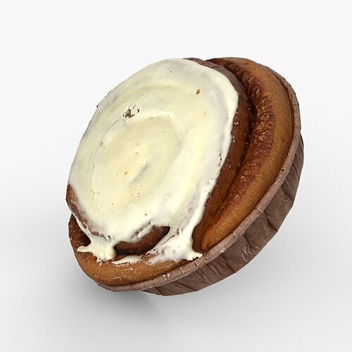 Cinnamon Roll cake with Cream in Paper Cup - Scan Low-poly 3D model