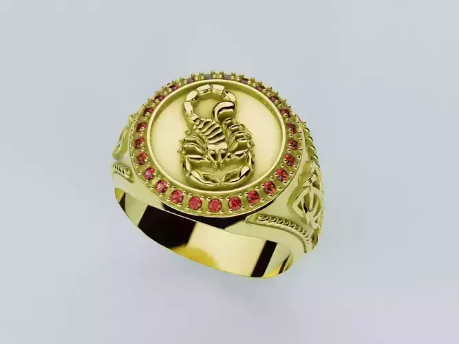Scorpion Signet Ring - Anillo Sello Escorpion 3D print model