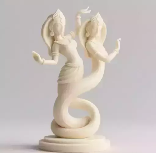 7Ivory Twin Headed Serpent Dancer Indian Style Minimalist Statue