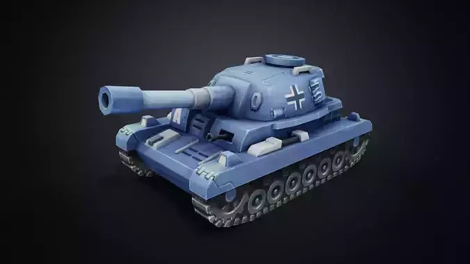 Hand-painted Q-version Tiger Tank 3D Model