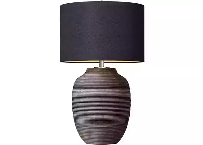 Black Fluted Rustic European bedside Nightstand Table Lamp 3D model