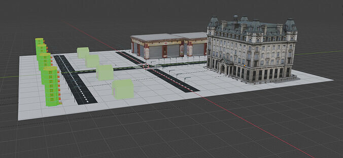 Urban City Block 3D Layout   Blender Scene 3D model