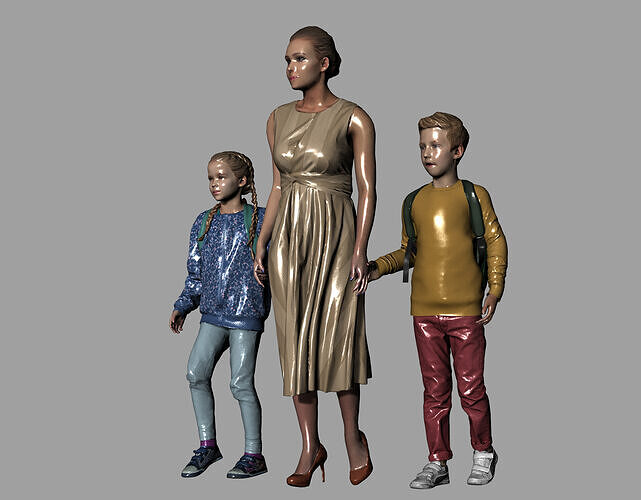 Realistic Female and kid Free 3D model Free 3D print model