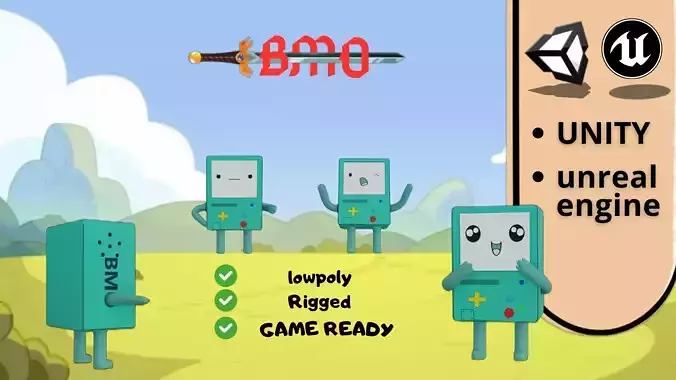 BMO Game-Ready 3D Model-Adventure Time -Unity Unreal Compatible