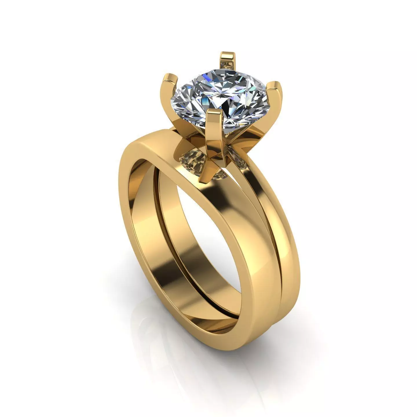 Solitaire Diamond Wedding Ring  3D print model_0