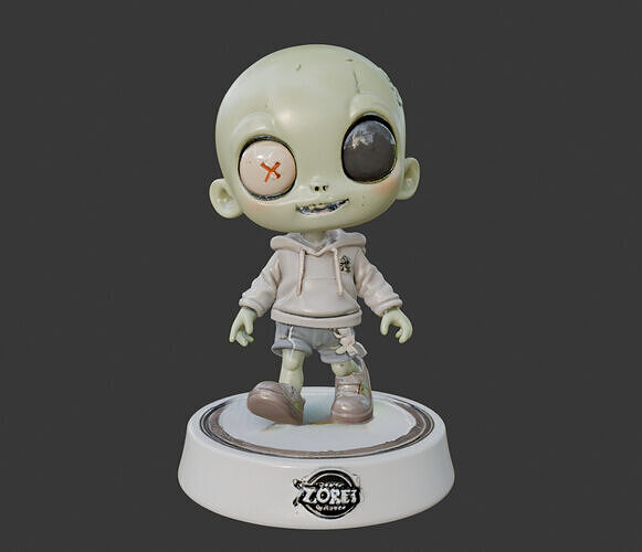 Cute Chibi Zombie with STL 3D print model