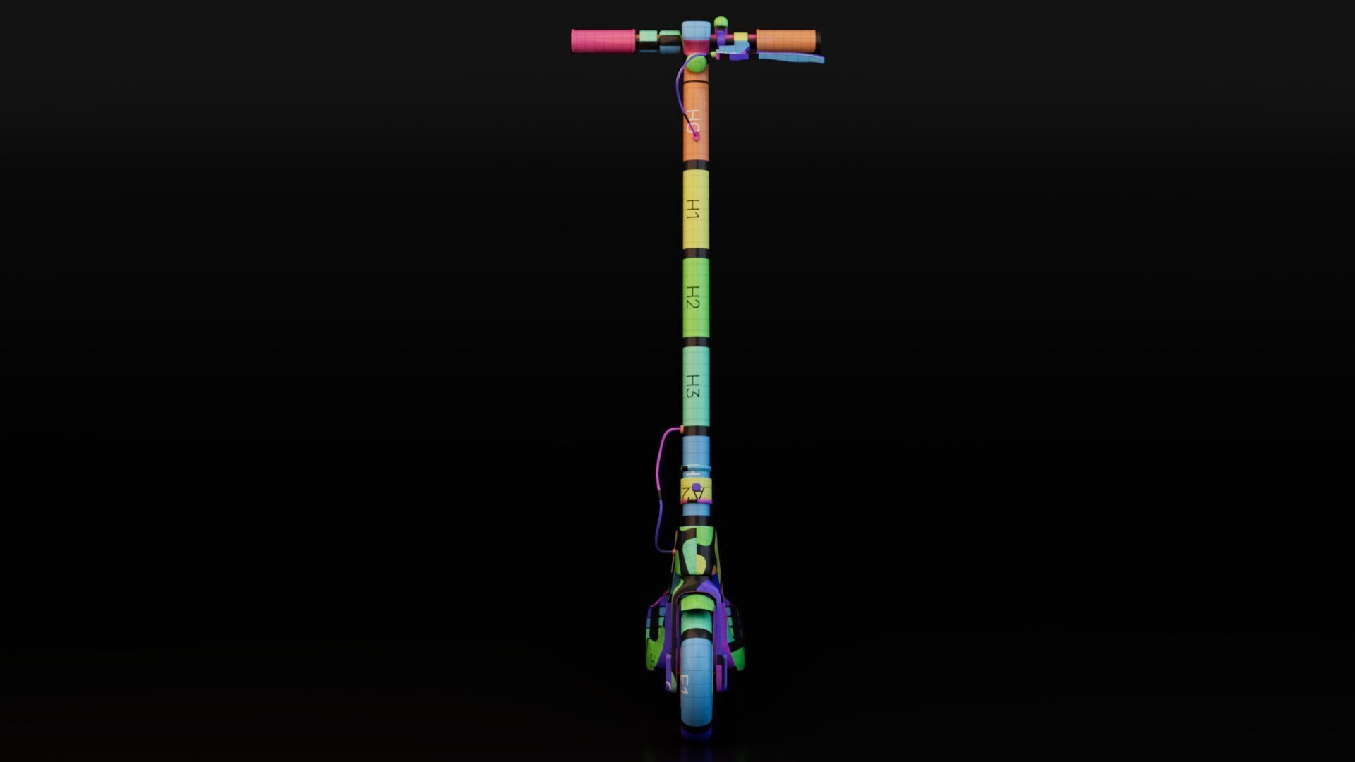 Electric Kick Scooter Low-poly 3D model_14