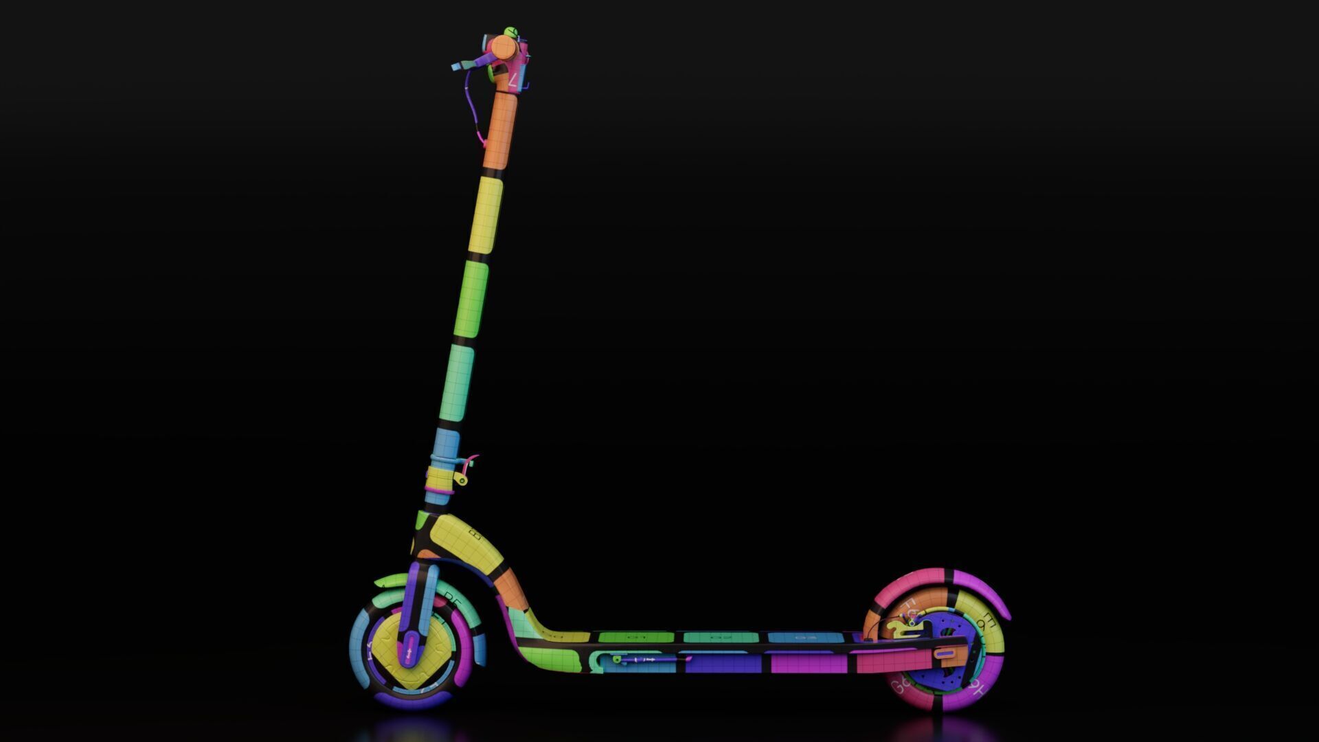 Electric Kick Scooter Low-poly 3D model_13
