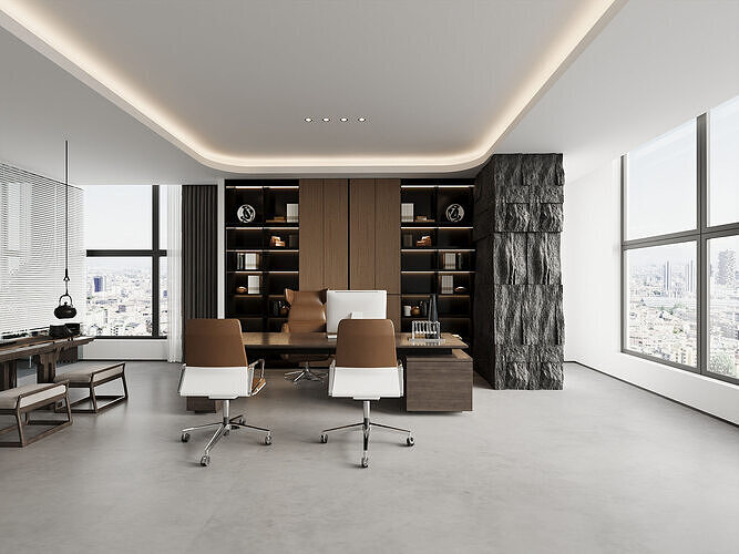 Modern Corporate Office Interior Scene AND Conference Room 066 3D model
