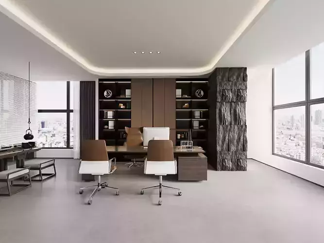 Modern Corporate Office Interior Scene AND Conference Room 066 3D model