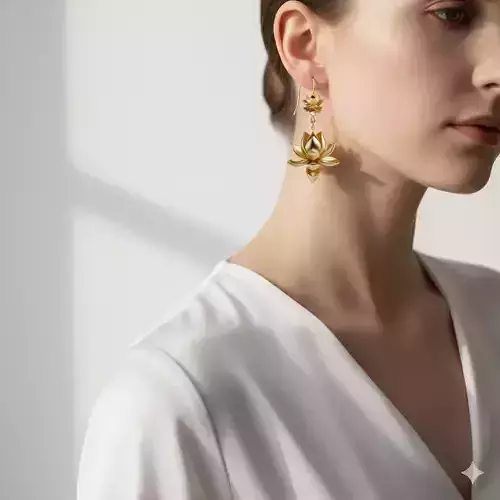 Golden Lotus Blossom Earrings