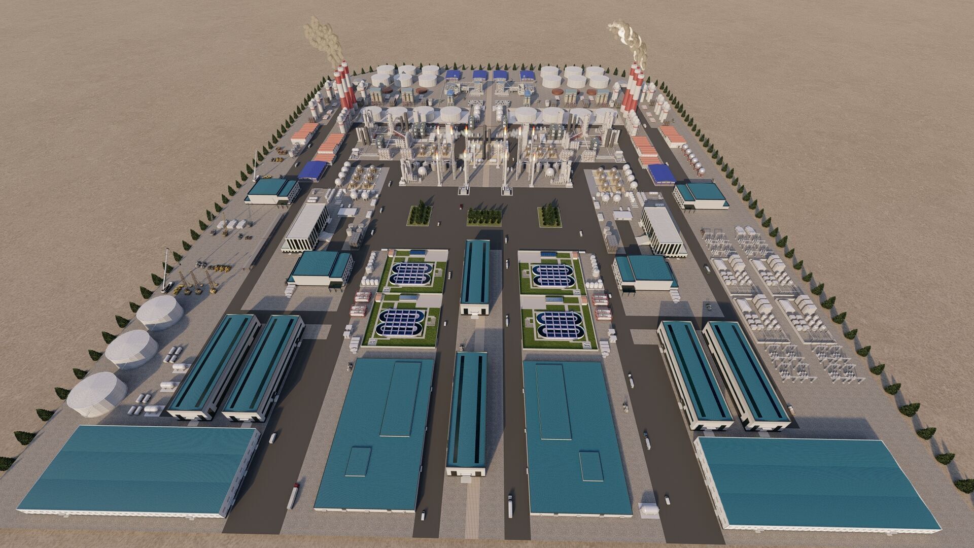 Petrochemical-Complex and Oil Gas Rig-Refinery power plant 3D model_14