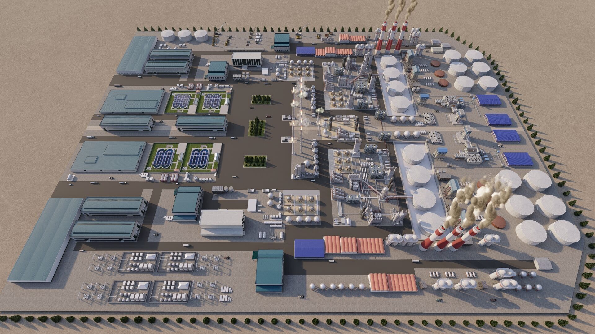 Petrochemical-Complex and Oil Gas Rig-Refinery power plant 3D model_1