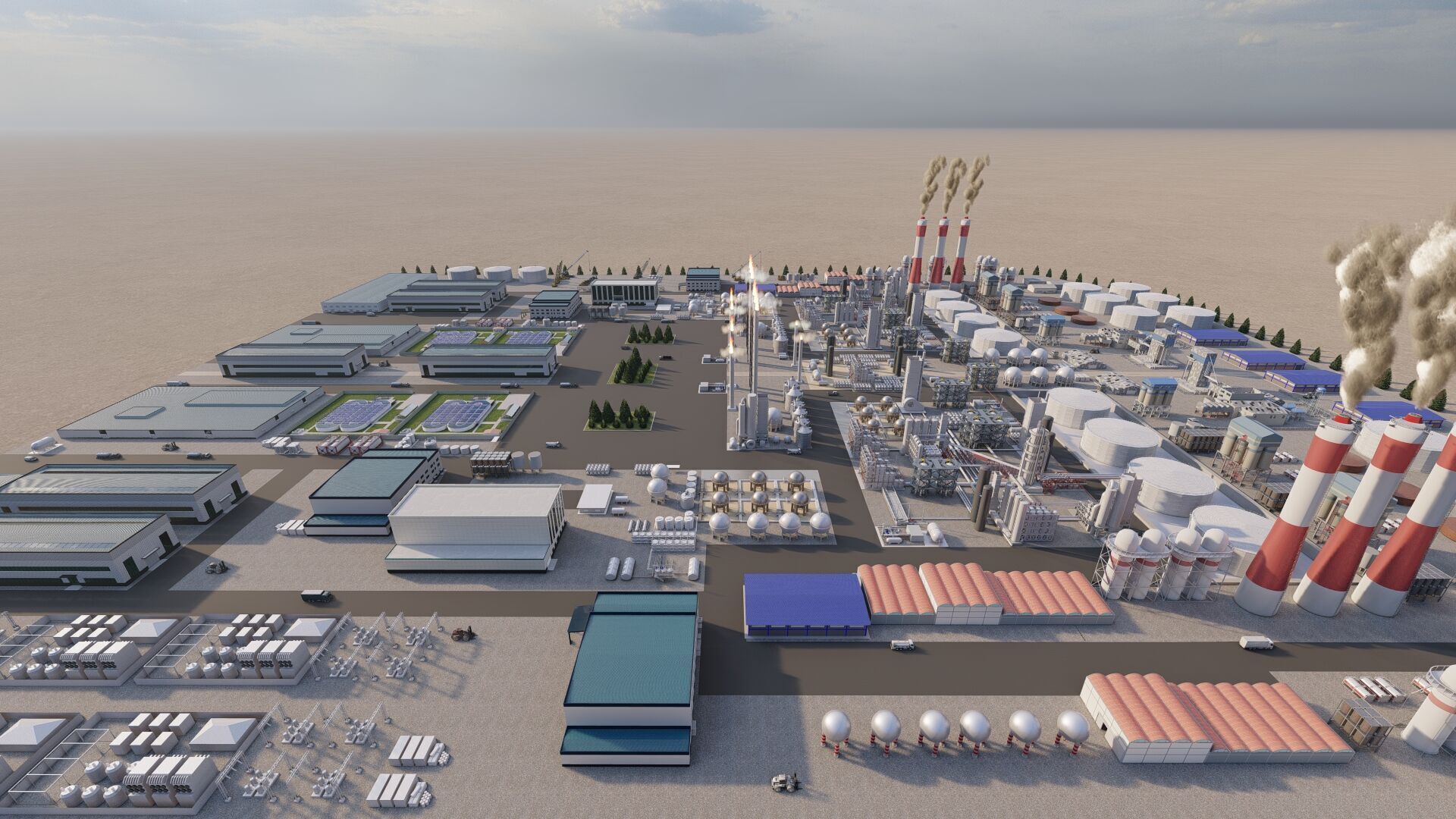 Petrochemical-Complex and Oil Gas Rig-Refinery power plant 3D model_24