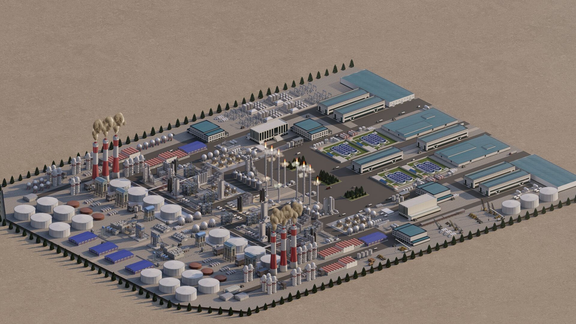 Petrochemical-Complex and Oil Gas Rig-Refinery power plant 3D model_28