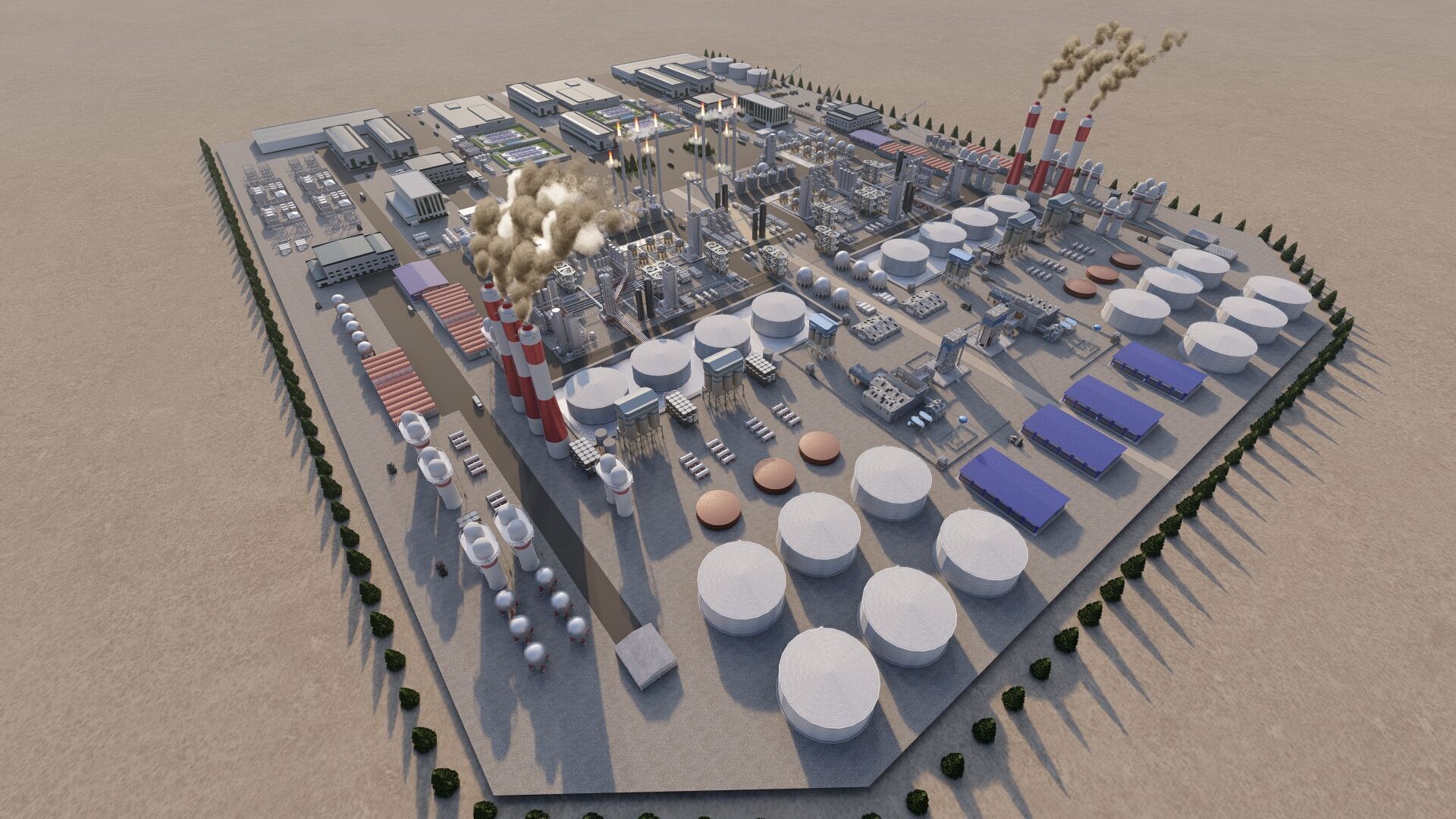 Petrochemical-Complex and Oil Gas Rig-Refinery power plant 3D model_6